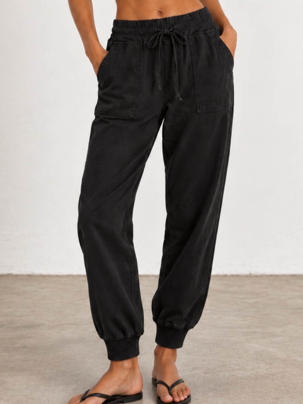 JAMES PERSE Mixed Media Stretch Jogger Lounge Pants Black Size 0 (XS) EUC
